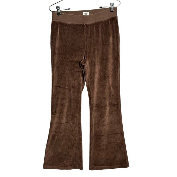 Sunday Best Aritzia Sz S Flared Velour Pull-On‎ Lounge Pants Mocha Comfort Cozy - Picture 1 of 9